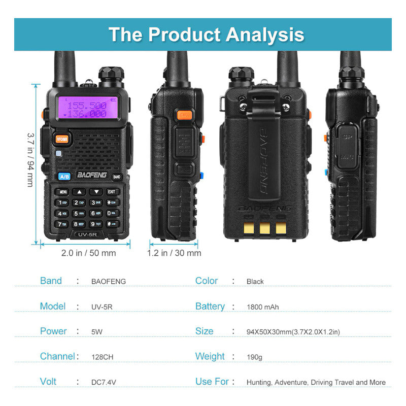 Comunicador De Radio Walk Talk Ht Baofeng Uv5r + De Doble Banda