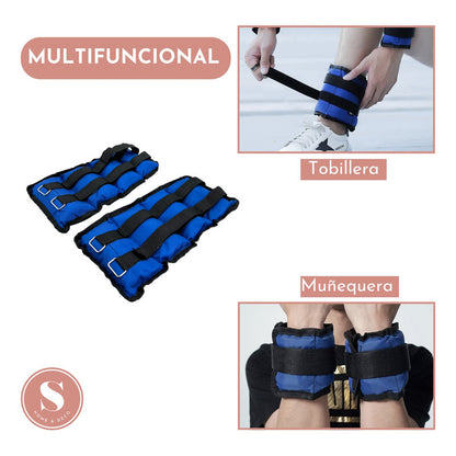 X2 Pesas Para Tobillos Tobilleras Mancuernas Ajustables 3kg Color Azul / Pesas Para Tobillos Ajustables 3kg - 1924