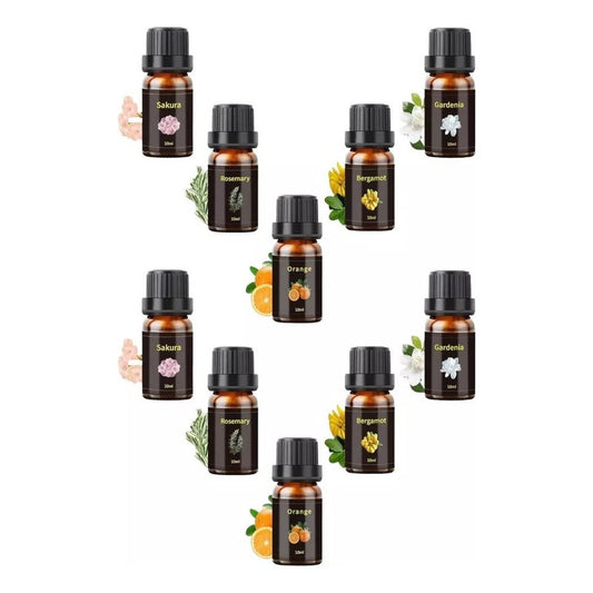 Set X10 Aceites Esenciales Humidificador Difusor Aromas 10ml