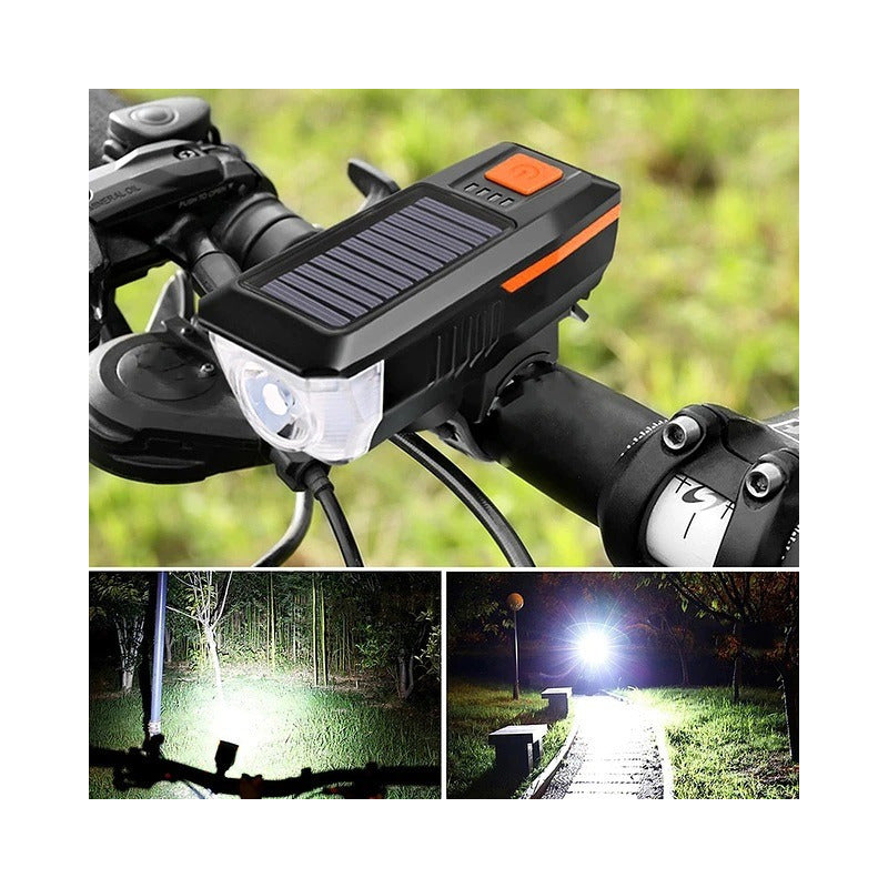 Pack X5 Luz Led Delantera Para Bicicleta Solar Recargable