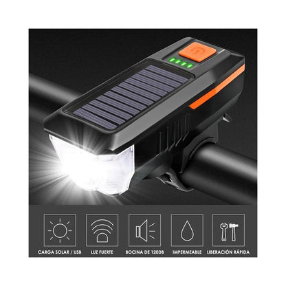 Pack X5 Luz Led Delantera Para Bicicleta Solar Recargable