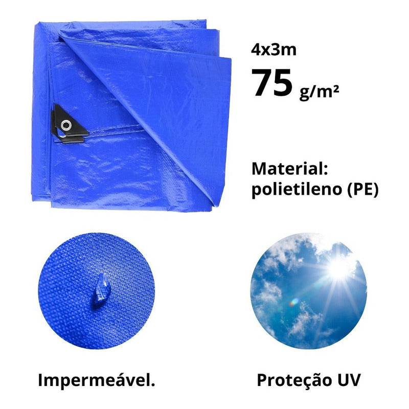 Funda De Carga Tarpaulin Blue Truck 75 Grs P/m2 3x4 Starfer