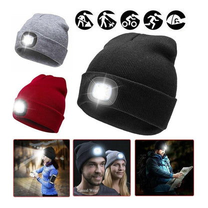 Gorros De Lana Hombre Mujer Gorro Invierno Luz Led Trekking