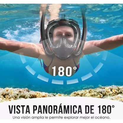 Mascara De Buceo Doble Snorkel Buceo Con Soporte Antiniebla