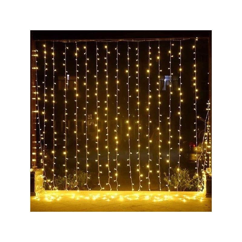 Cortina De Luces Navidad 3x2 Mts 320 Led Amarillas Cascada