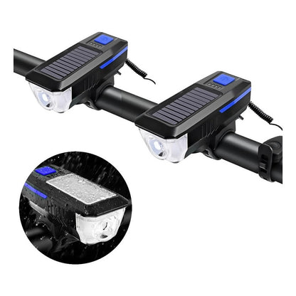 Pack X2 Luz Led Delantera Para Bicicleta Solar Recargable