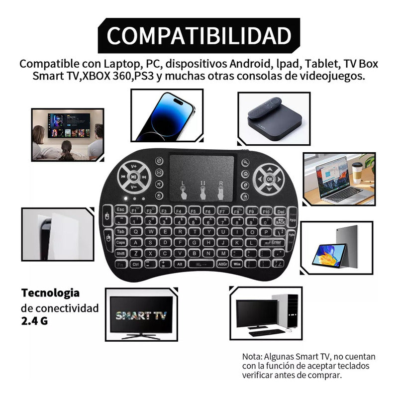 Control Remoto Inalambrico Mini Teclado Touchpad Smart Tv