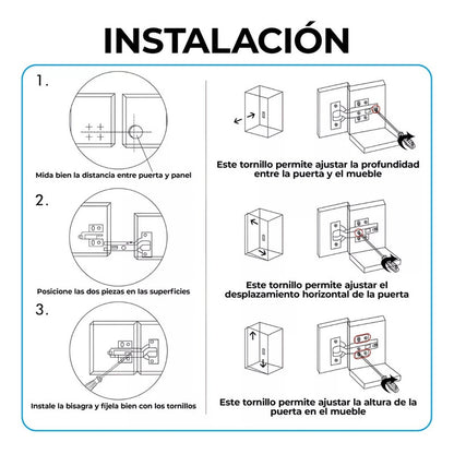 Set X2 Bisagras Semicurva Cierre Suave Puertas Muebles 35 Mm