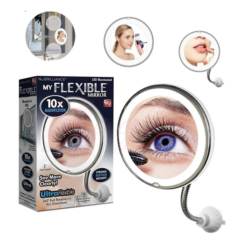 Espejo Aumento 10x Con Luz  7 Led Maquillajes Luces Espejo