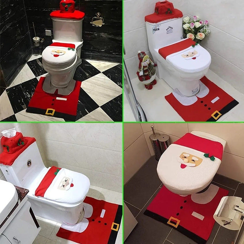 Set Fundas Baño Decoracion Cosas De Navidad Viejito Pascuero