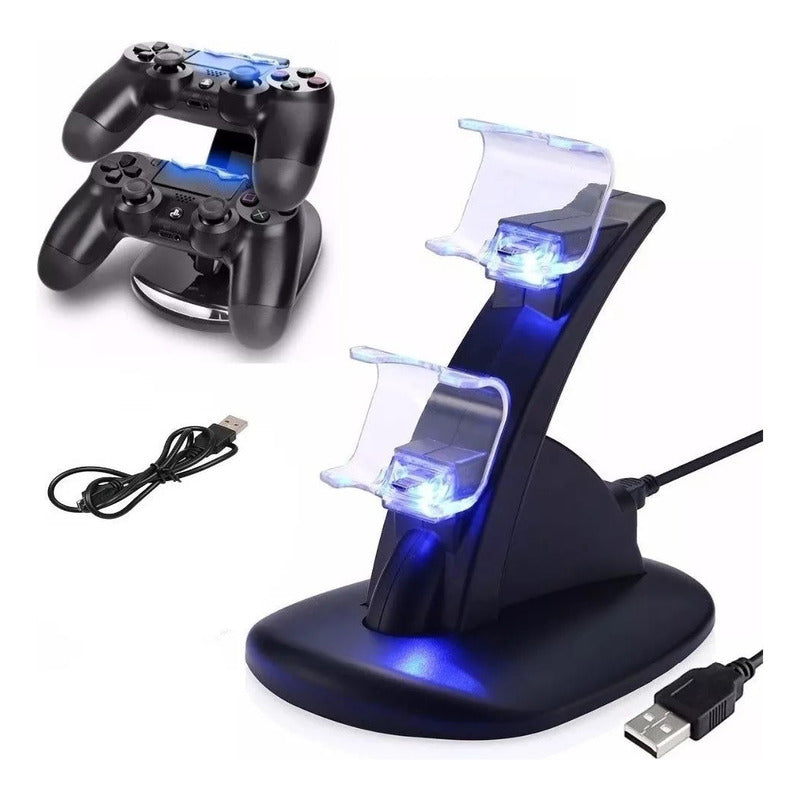 Soporte Control Ps4 Cargador Doble Base Carga Mandos Ps4