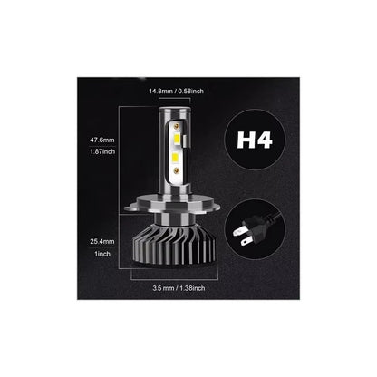 Lámpara H4 Turbo Led 6000-6500k 12v 200w Mini F10 8000 Lm