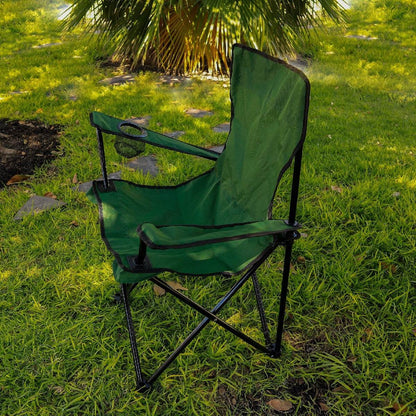 Silla Plegable Exteriores Camping Playa Con Funda Portavasos Color Verde