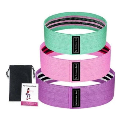 Pack Bandas Elásticas Resistencia Tela Glute Bands Set Banda Color Rosado