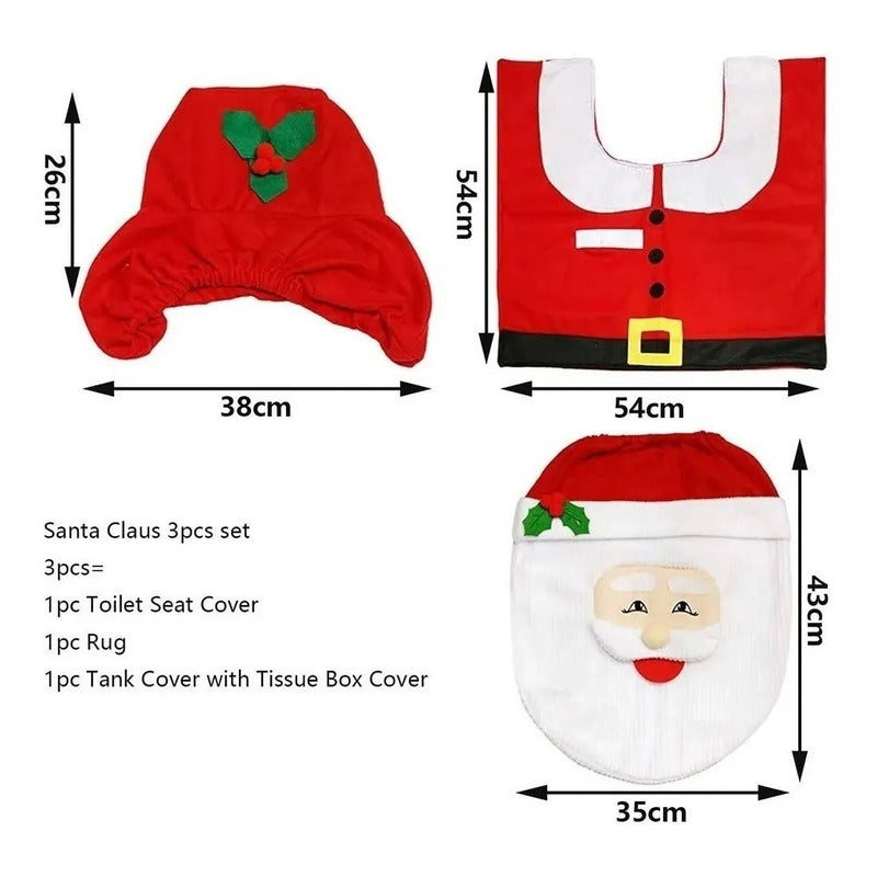 Set Fundas De Navidad Baño Decoracion Navideña Juego De Baño