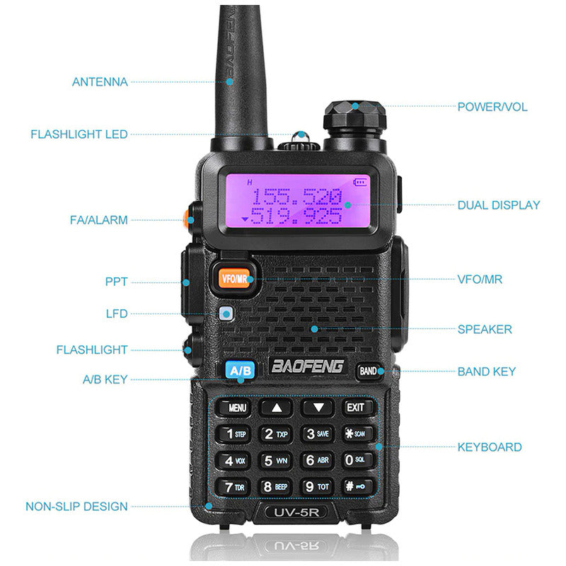 Comunicador De Radio Walk Talk Ht Baofeng Uv5r + De Doble Banda