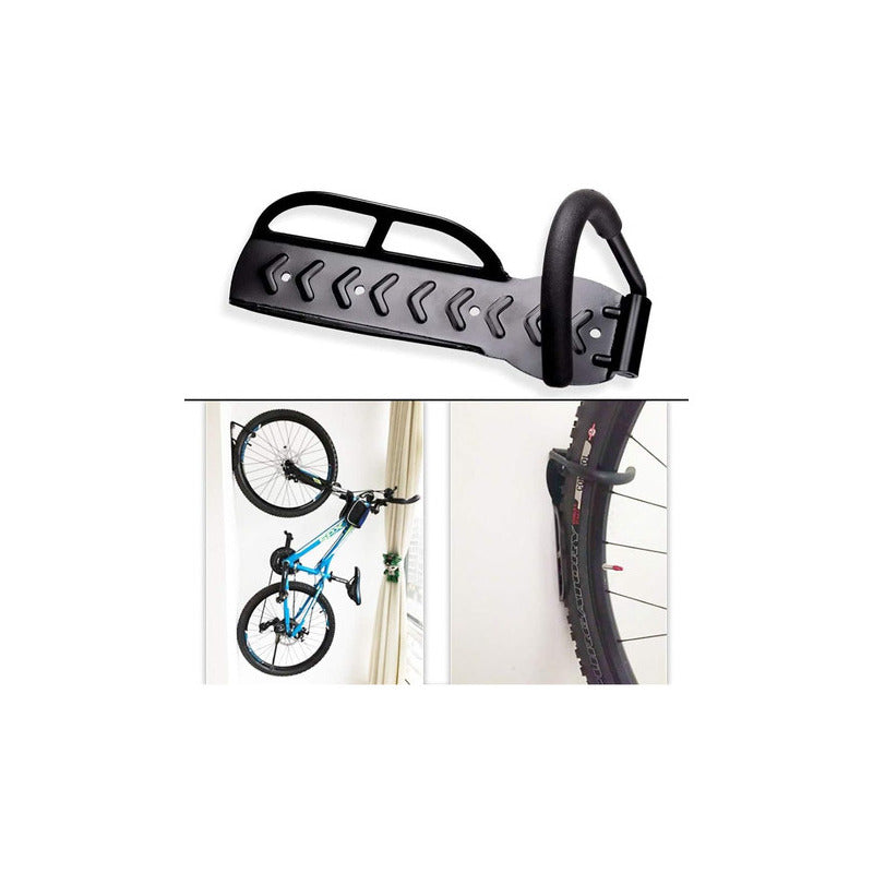 Soporte Bicicleta Con Gancho Acero Reforzado Para Pared Color Negro