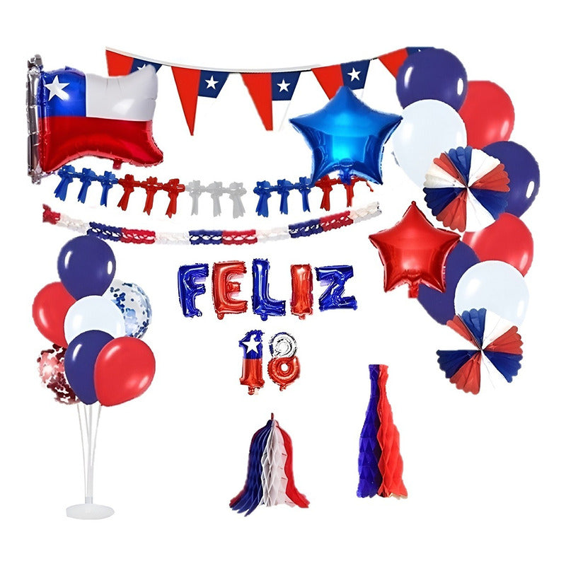 Set Globos Metalizados Decoracion Fiestas Patrias Feliz 18