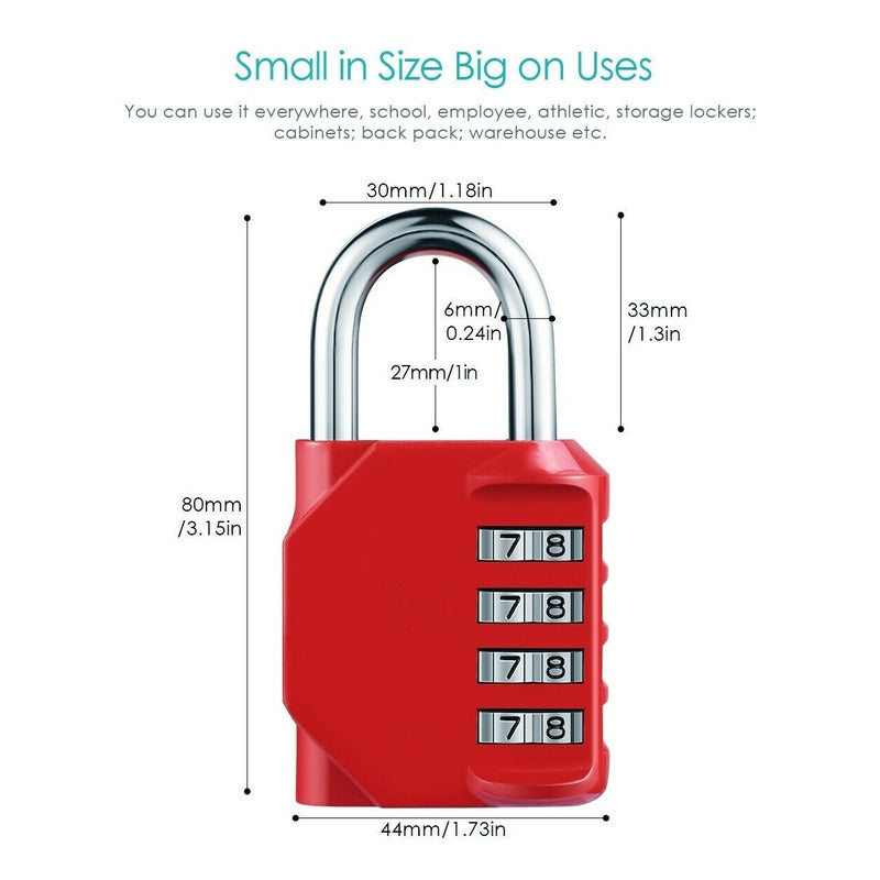 Pack X3 Candado De Seguridad Candados Con Clave Numerico 860