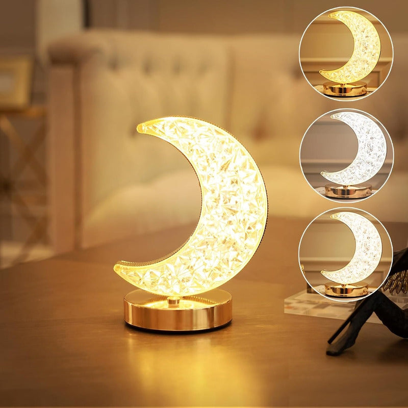 Lampara Led 3d Media Luna Sobremesa Velador Decorativa Usb