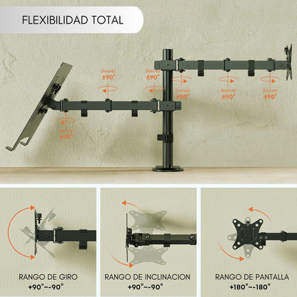 Soporte Monitor Y Notebook Brazo Articulado Escritorio Color Negro