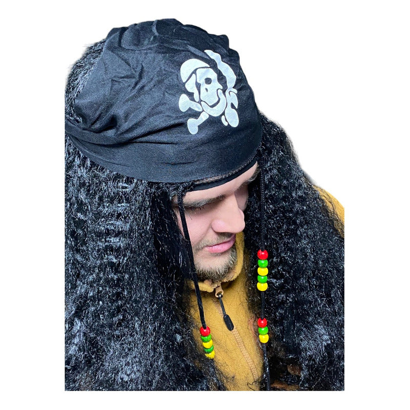 Peluca De Pirata Larga Con Paño Disfraz Fiestas Halloween