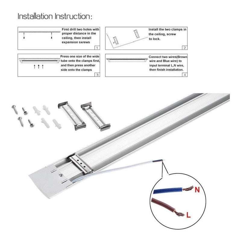 X3 Tubos Led 36w Canaleta Led Luz Canoa Plana Tubo Led 120cm