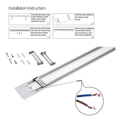 X3 Tubos Led 120cm Canaleta Led Luz Canoa Plana Tubo Led 36w