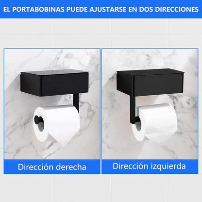 Porta Confort Baño Negro Dispensador Rollo Papel Higienico