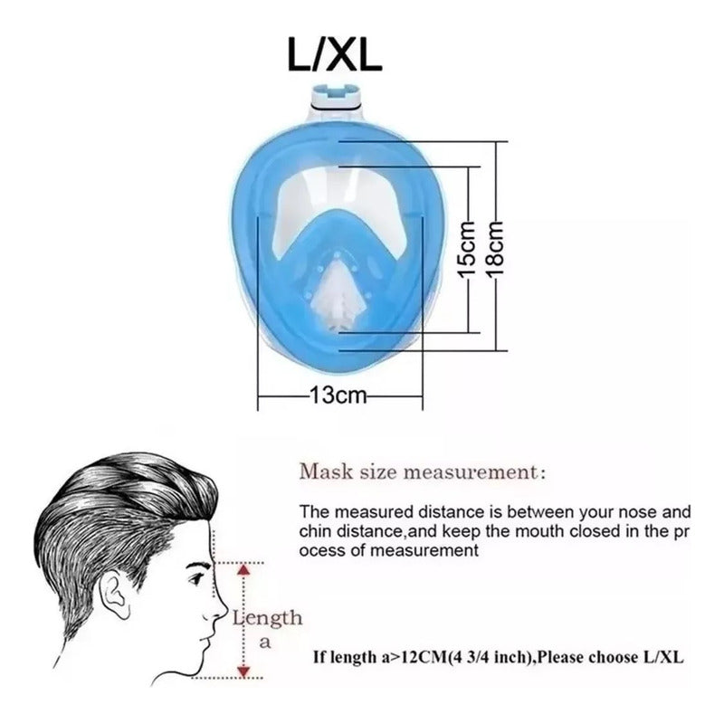 Mascara De Buceo Pro Careta Snorkel Full Face Soporte Camara
