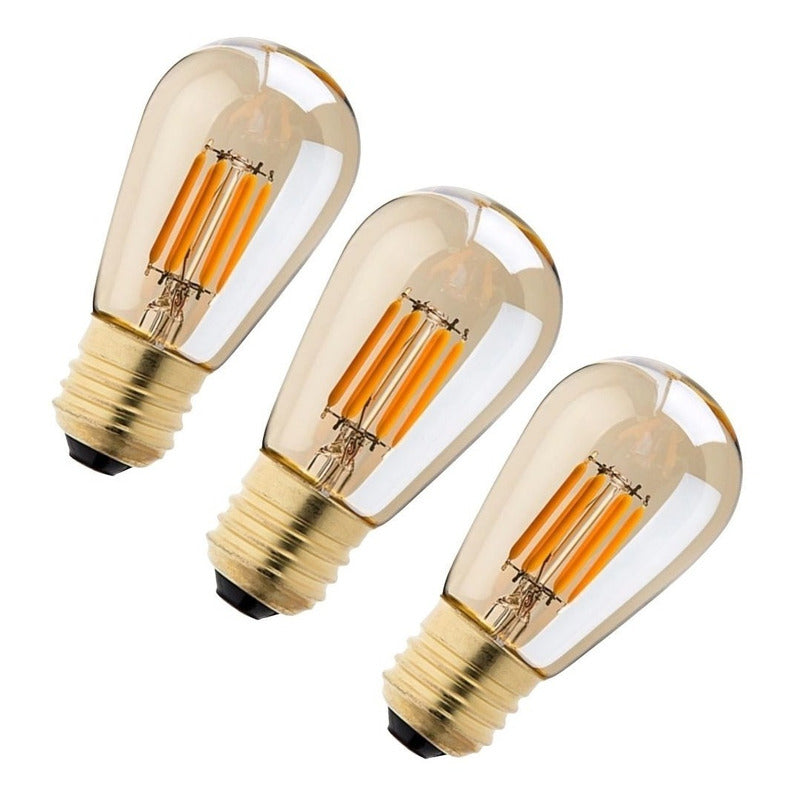 X3 Ampolleta Vintage E27 Soquete Luces Vintage Luz Calida