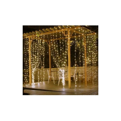 Cortina De Luces Navidad 3x2 Mts 320 Led Amarillas Cascada