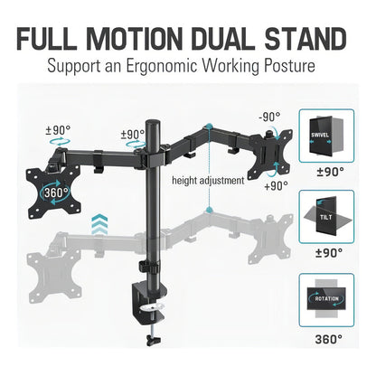 Soporte Monitor Doble Brazo Elevador Escritorio Horizontal