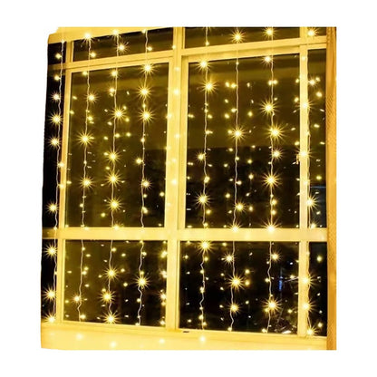 Cortina De Luces Navidad 3x2 Mts 320 Led Amarillas Cascada