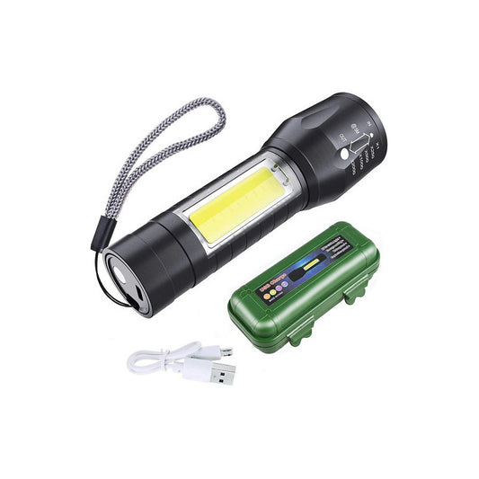 Mini Linterna Led De Mano Recargable Usb Gancho 525 Con Zoom Color De La Linterna Verde Color De La Luz Blanco