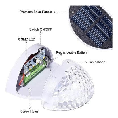 Pack X4 Aplique Solar Exterior Foco Reflector Lampara 6 Led