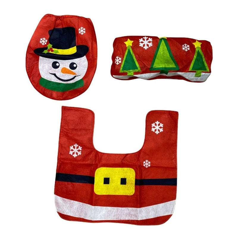 Set Fundas Baño Decoracion Cosas De Navidad Viejito Pascuero