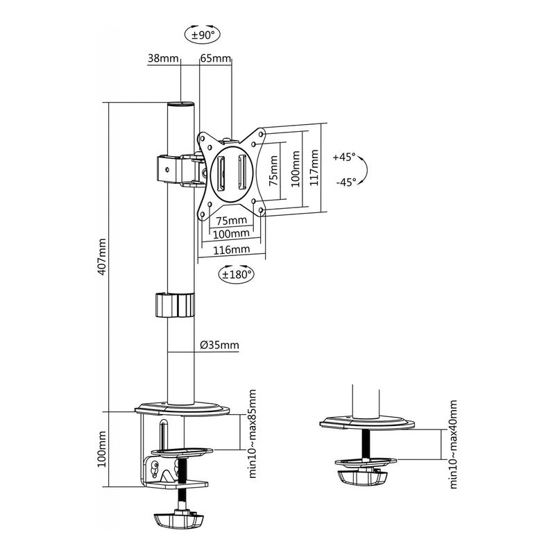 Soporte Monitor Simple Base Monitor Brazo Alzador Elevador