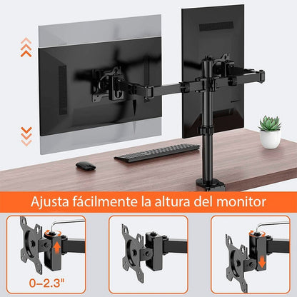 Soporte Para 1 O 2 Monitores  (10  - 27 )  Soporte Doble, 2 Brazos Escritorio Monitor