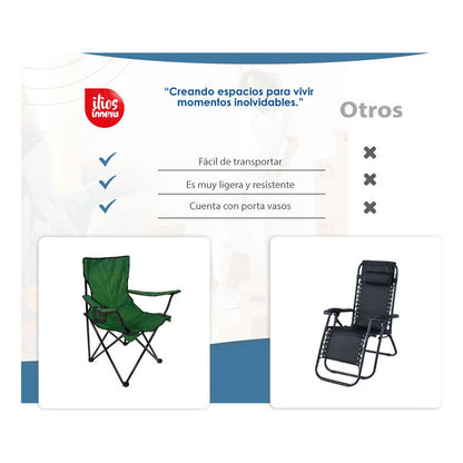 Silla Plegable Exteriores Camping Playa Con Funda Portavasos Color Verde