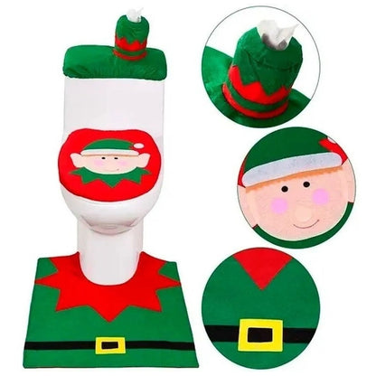 Set Fundas Baño Decoracion Cosas De Navidad Viejito Pascuero