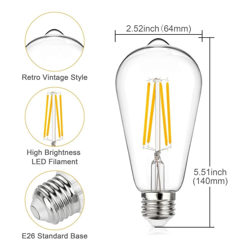 Ampolletas Vintage Led E27 Ampolleta Edison Retro Vintage 4w Color De La Luz Amarilla / Ampolleta Vintage Led Luz Calida 4w (st64) - 101422