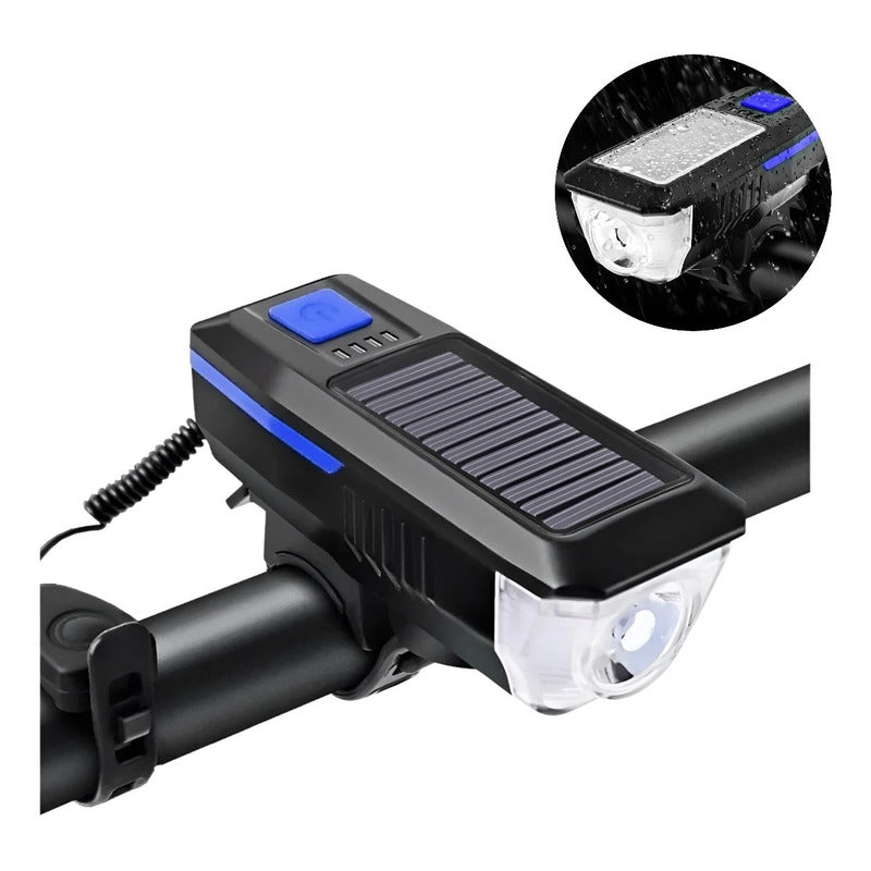 Pack X5 Luz Led Delantera Para Bicicleta Solar Recargable