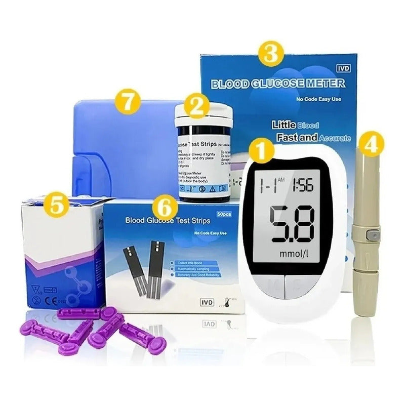 Medidor De Glicemia Glucometro Digital +50 Tiras Lancetas