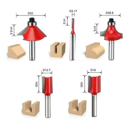 Set 15 Fresas Madera Toma 1/4 Router Fresa Carpinteria Broca