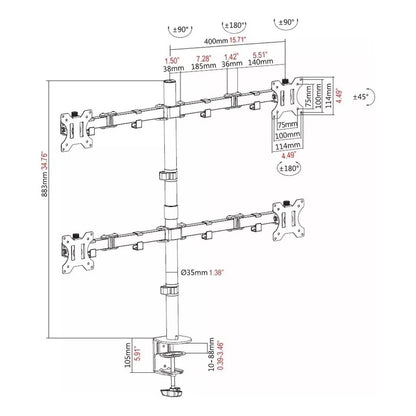 Soporte Monitor Alzador Elevador Para 4 Monitores Base Brazo