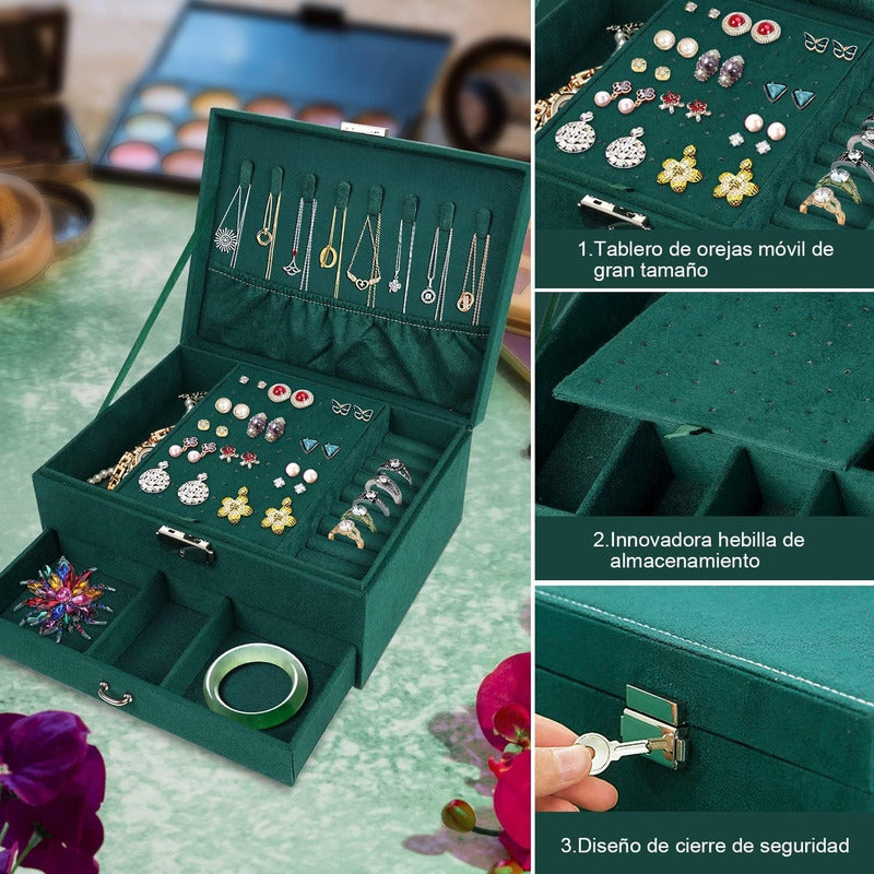 Caja Organizador Para Joyas Collares Y Anillos Joyero