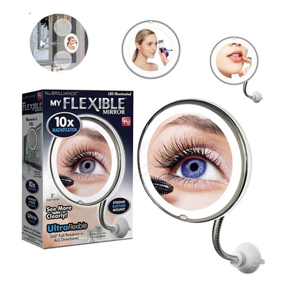 Espejo Led Brazo Flexible Maquillaje Perfecto Acerca X10 Luz Marco Blanco