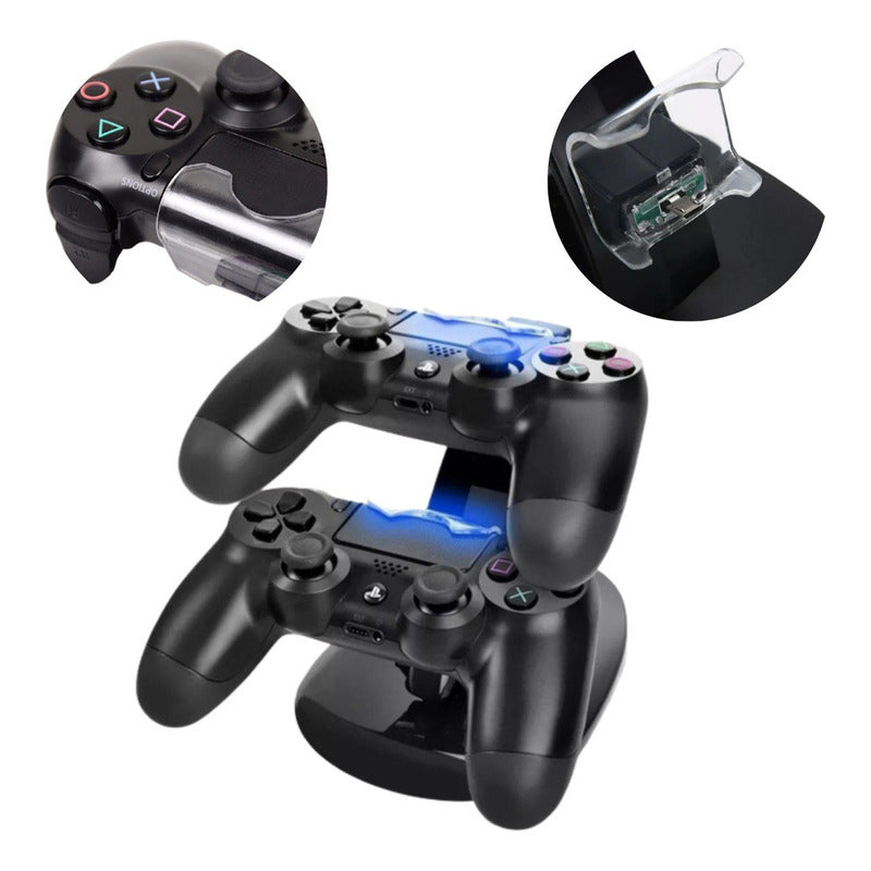 Soporte De Doble Cargador Para Mando Y Palanca Dualshock De Ps4