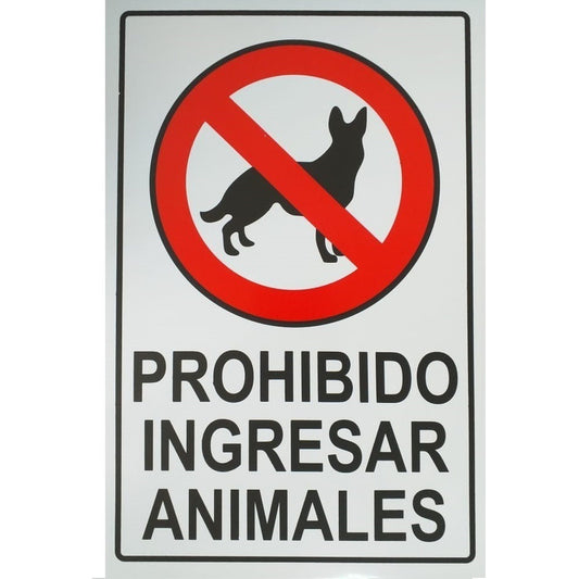 Señaletica Prohibido Ingresar Animales Letrero 20x30cm